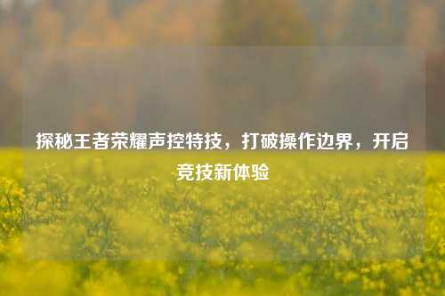 探秘王者荣耀声控特技，打破操作边界，开启竞技新体验