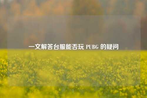 一文解答台服能否玩 PUBG 的疑问