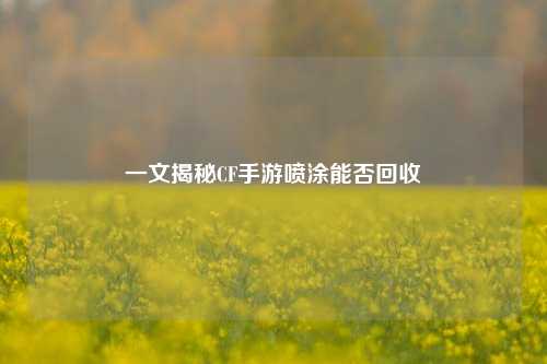 一文揭秘CF手游喷涂能否回收
