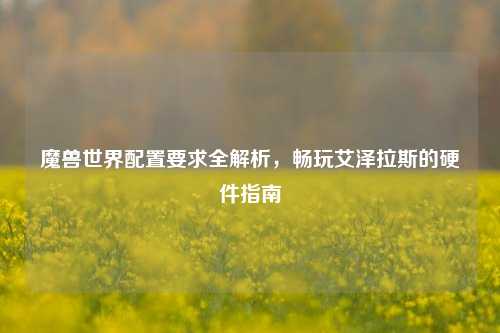 魔兽世界配置要求全解析，畅玩艾泽拉斯的硬件指南