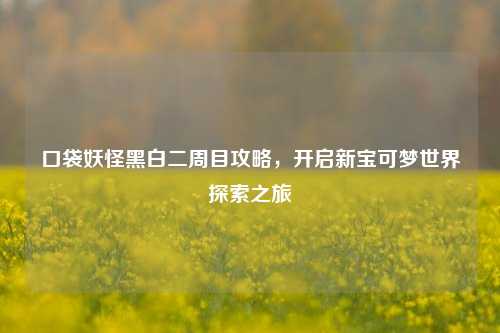 口袋妖怪黑白二周目攻略，开启新宝可梦世界探索之旅