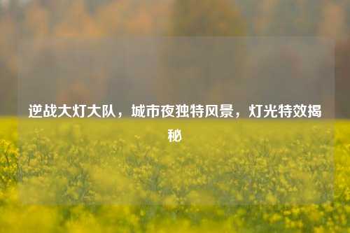 逆战大灯大队，城市夜独特风景，灯光特效揭秘