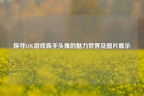 探寻LOL游戏高手头像的魅力世界及图片展示