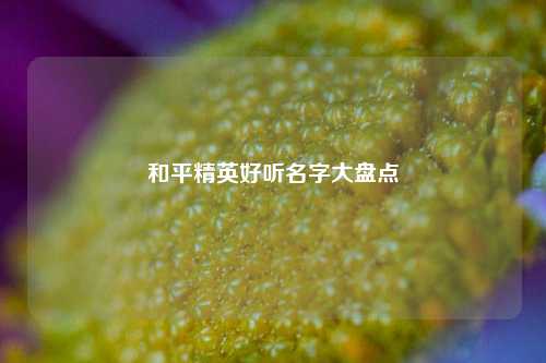 和平精英好听名字大盘点