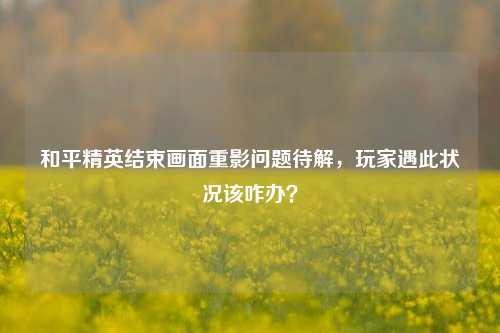 和平精英结束画面重影问题待解，玩家遇此状况该咋办？