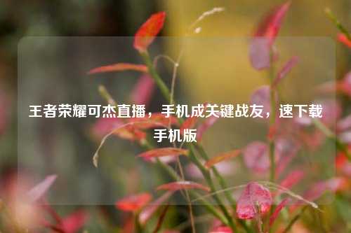 王者荣耀可杰直播,手机成关键战友,速下载手机版