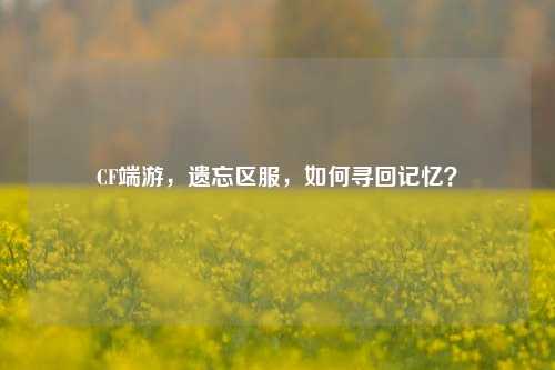 CF端游，遗忘区服，如何寻回记忆？