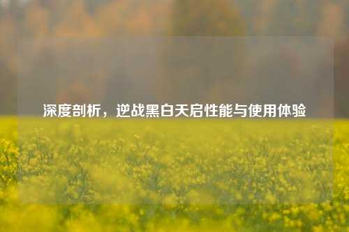 深度剖析，逆战黑白天启性能与使用体验