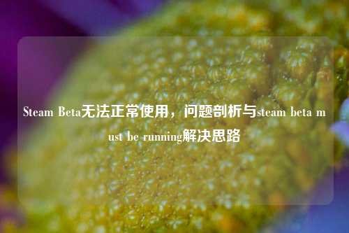 Steam Beta无法正常使用,问题剖析与steam beta must be running解决思路