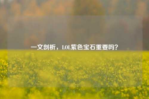 一文剖析,LOL紫色宝石重要吗?