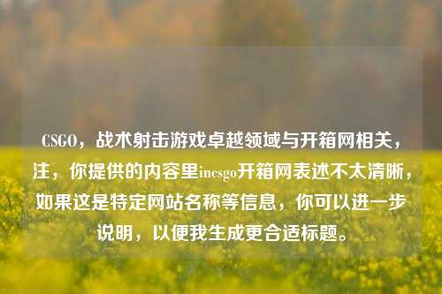 CSGO,战术射击游戏卓越领域与开箱网相关,注,你提供的内容里incsgo开箱网表述不太清晰,如果这是特定网站名称等信息,你可以进一步说明,以便我生成更合适标题。