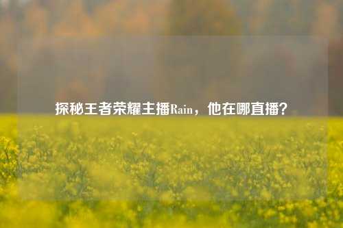 探秘王者荣耀主播Rain,他在哪直播?