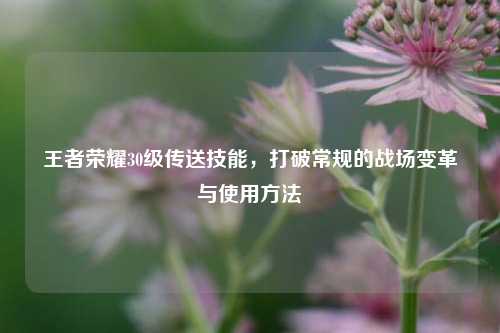 王者荣耀30级传送技能,打破常规的战场变革与使用方法
