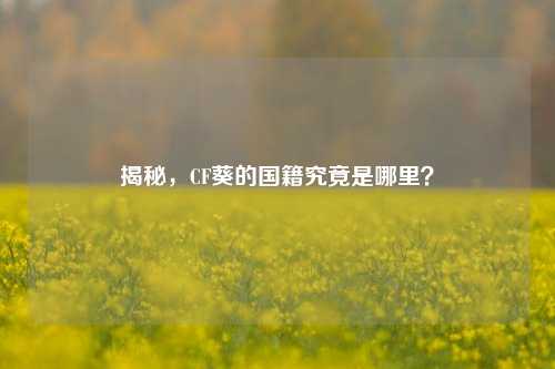 揭秘,CF葵的国籍究竟是哪里?