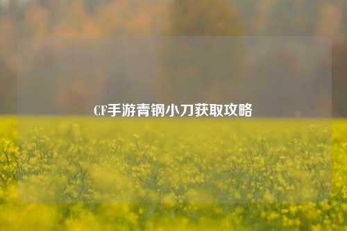 CF手游青钢小刀获取攻略